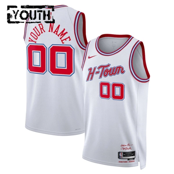 Camiseta Houston Rockets Personalizada City Edition 2025-26 Blanco Swingman para Niño