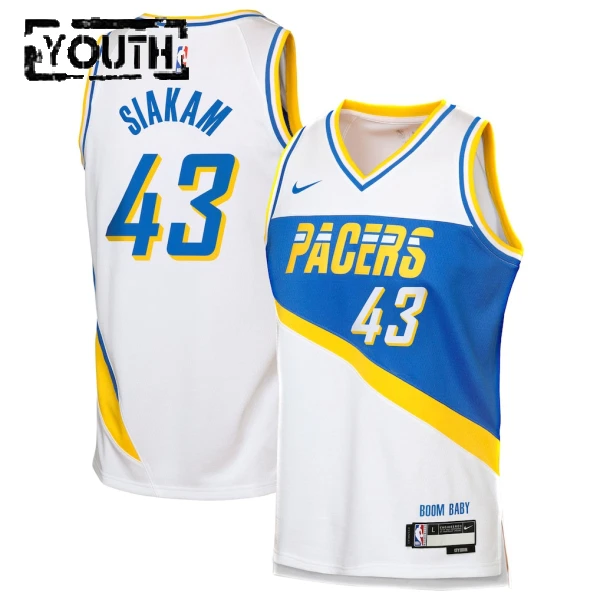 Camiseta Indiana Pacers Pascal Siakam City Edition 2025-26 Blanco Swingman para Niño