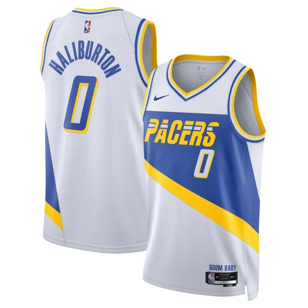 Camiseta Indiana Pacers Tyrese Haliburton City Edition 2025-26 Blanco Swingman para Hombre