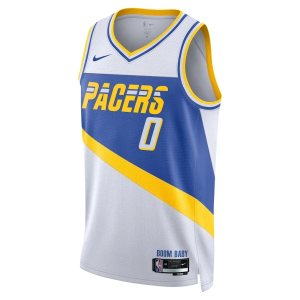 Camiseta Indiana Pacers Tyrese Haliburton City Edition 2025-26 Blanco Swingman para Hombre