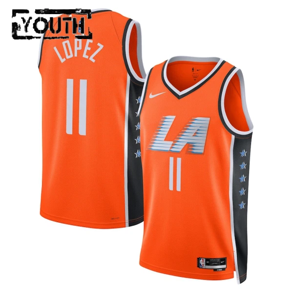 Camiseta LA Clippers Brook Lopez City Edition 2025-26 Naranja Swingman para Niño
