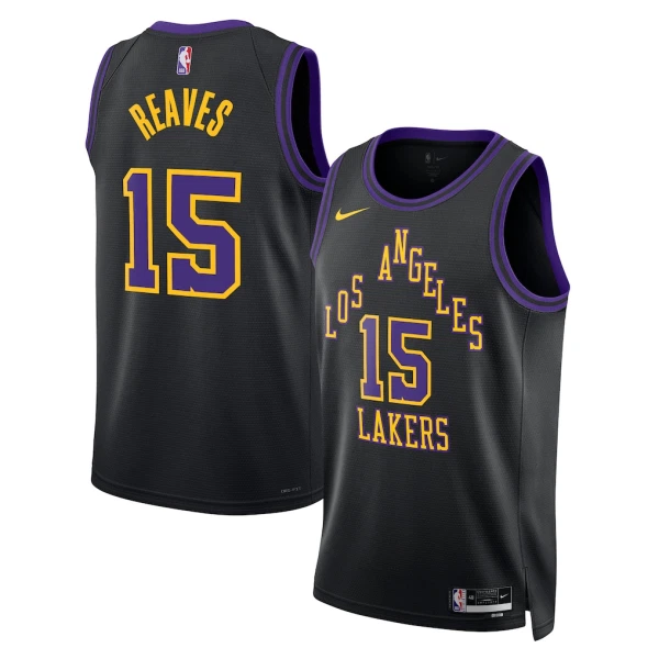 Camiseta Los Angeles Lakers Austin Reaves City Edition 2025-26 Negro Swingman para Hombre