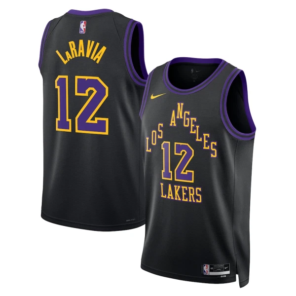 Camiseta Los Angeles Lakers Jake Laravia City Edition 2025-26 Negro Swingman para Hombre