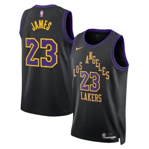Camiseta Los Angeles Lakers Lebron James City Edition 2025-26 Negro Swingman para Hombre Camiseta Los Angeles Lakers Lebron James City Edition 2025-26 Negro Swingman para Hombre