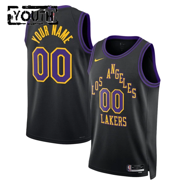 Camiseta Los Angeles Lakers Personalizada City Edition 2025-26 Negro Swingman para Niño Camiseta Los Angeles Lakers Personalizada City Edition 2025-26 Negro Swingman para Niño