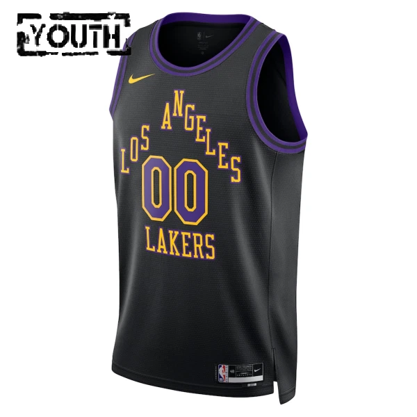 Camiseta Los Angeles Lakers Personalizada City Edition 2025-26 Negro Swingman para Niño
