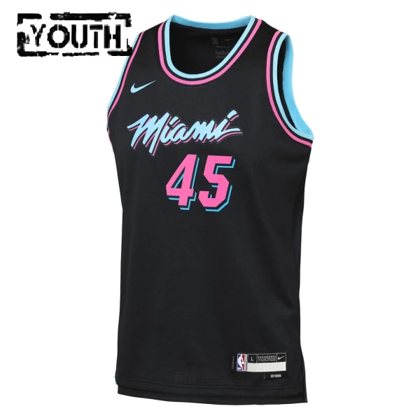 Camiseta Miami Heat Davion Mitchell City Edition 2025-26 Negro Swingman para Niño