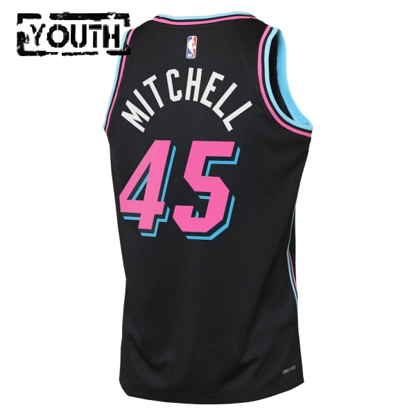 Camiseta Miami Heat Davion Mitchell City Edition 2025-26 Negro Swingman para Niño