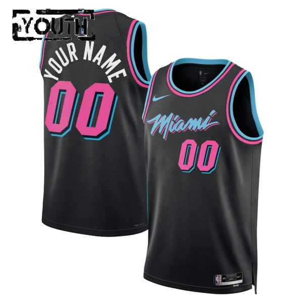 Camiseta Miami Heat Personalizada City Edition 2025-26 Negro Swingman para Niño Camiseta Miami Heat Personalizada City Edition 2025-26 Negro Swingman para Niño
