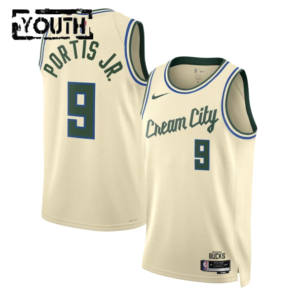Camiseta Milwaukee Bucks Bobby Portis JR City Edition 2025-26 Blanco Swingman para Niño Camiseta Milwaukee Bucks Bobby Portis JR City Edition 2025-26 Blanco Swingman para Niño