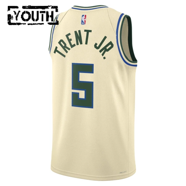 Camiseta Milwaukee Bucks Gary Trent JR City Edition 2025-26 Blanco Swingman para Niño