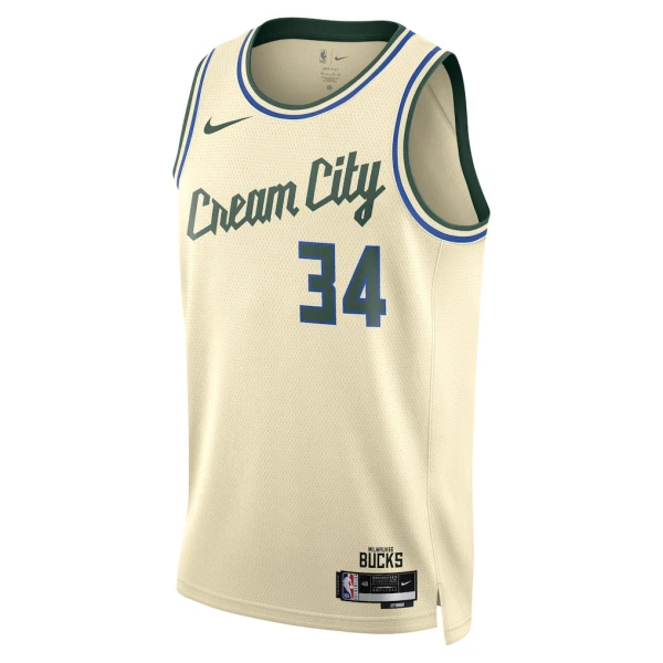 Camiseta Milwaukee Bucks Giannis Antetokounmpo City Edition 2025-26 Blanco Swingman para Hombre