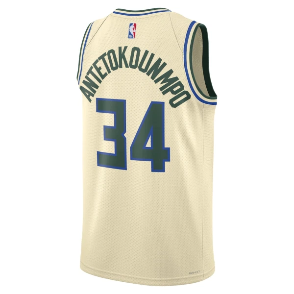 Camiseta Milwaukee Bucks Giannis Antetokounmpo City Edition 2025-26 Blanco Swingman para Hombre