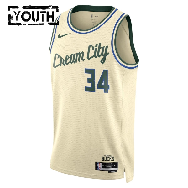 Camiseta Milwaukee Bucks Giannis Antetokounmpo City Edition 2025-26 Blanco Swingman para Niño