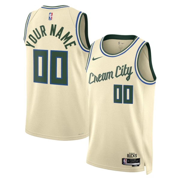 Camiseta Milwaukee Bucks Personalizada City Edition 2025-26 Blanco Swingman para Hombre