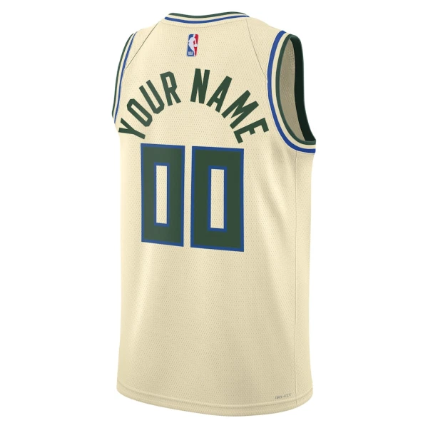 Camiseta Milwaukee Bucks Personalizada City Edition 2025-26 Blanco Swingman para Hombre