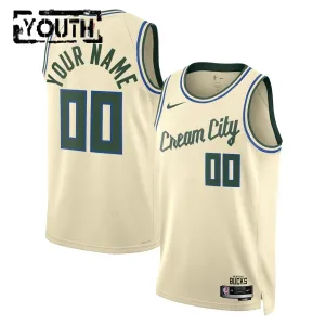 Camiseta Milwaukee Bucks Personalizada City Edition 2025-26 Blanco Swingman para Niño Camiseta Milwaukee Bucks Personalizada City Edition 2025-26 Blanco Swingman para Niño