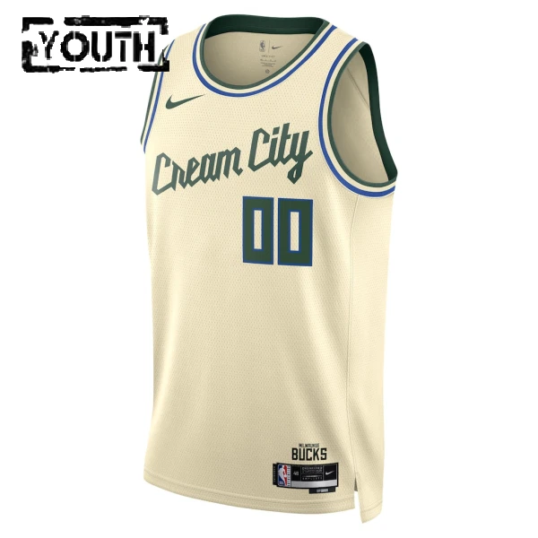 Camiseta Milwaukee Bucks Personalizada City Edition 2025-26 Blanco Swingman para Niño