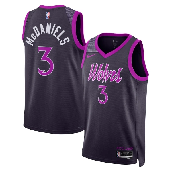 Camiseta Minnesota Timberwolves Jaden Mcdaniels City Edition 2025-26 Negro Swingman para Hombre
