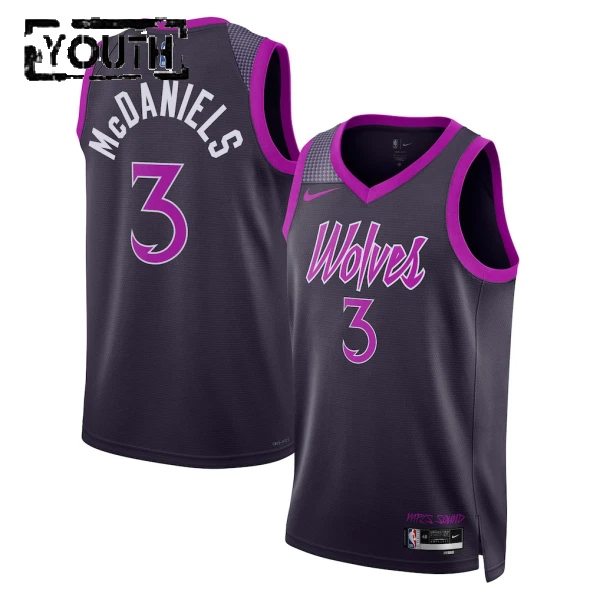 Camiseta Minnesota Timberwolves Jaden Mcdaniels City Edition 2025-26 Negro Swingman para Niño