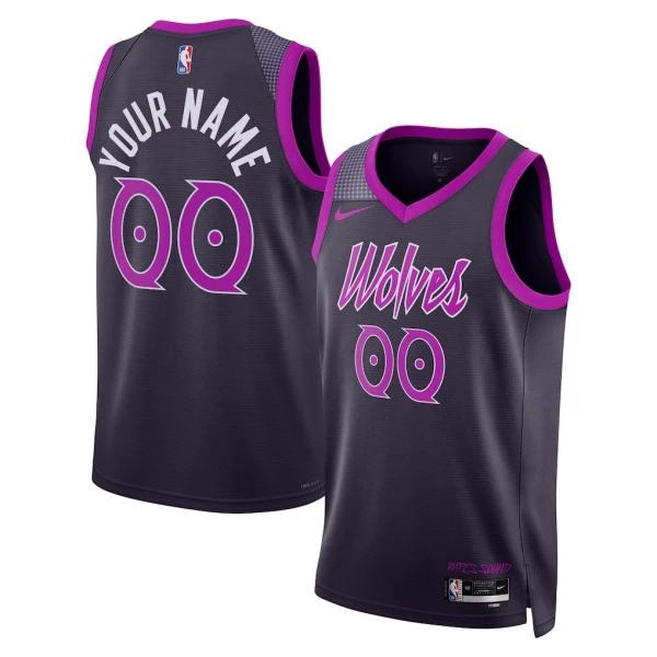 Camiseta Minnesota Timberwolves Personalizada City Edition 2025-26 Negro Swingman para Hombre