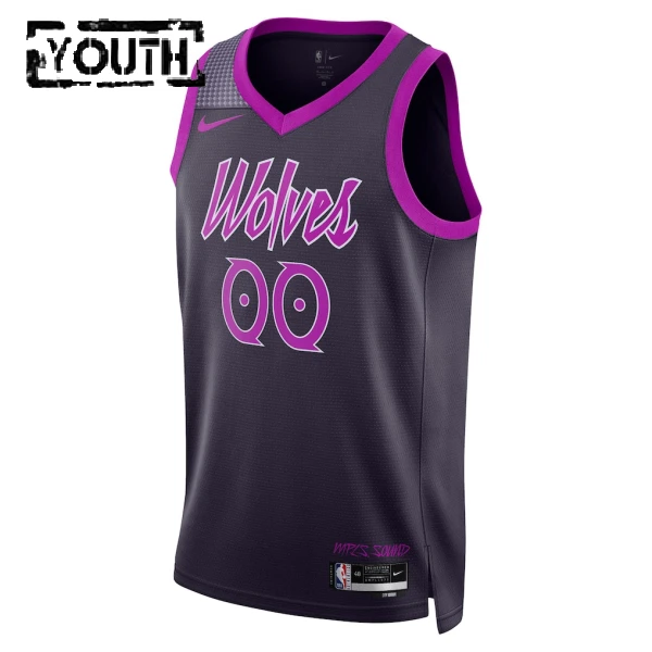 Camiseta Minnesota Timberwolves Personalizada City Edition 2025-26 Negro Swingman para Niño