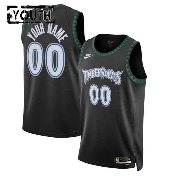 Camiseta Minnesota Timberwolves Personalizada Classic Edition 2025-26 Negro Swingman para Niño