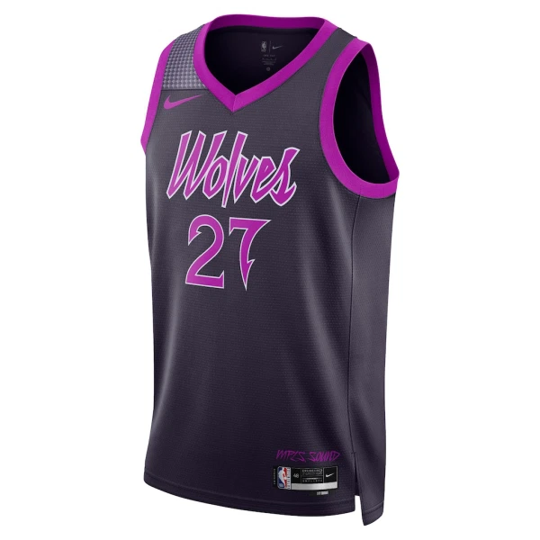 Camiseta Minnesota Timberwolves Rudy Gobert City Edition 2025-26 Negro Swingman para Hombre