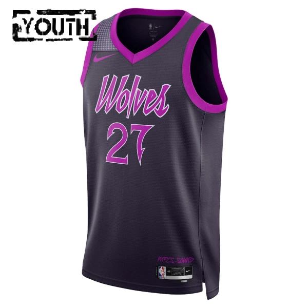 Camiseta Minnesota Timberwolves Rudy Gobert City Edition 2025-26 Negro Swingman para Niño