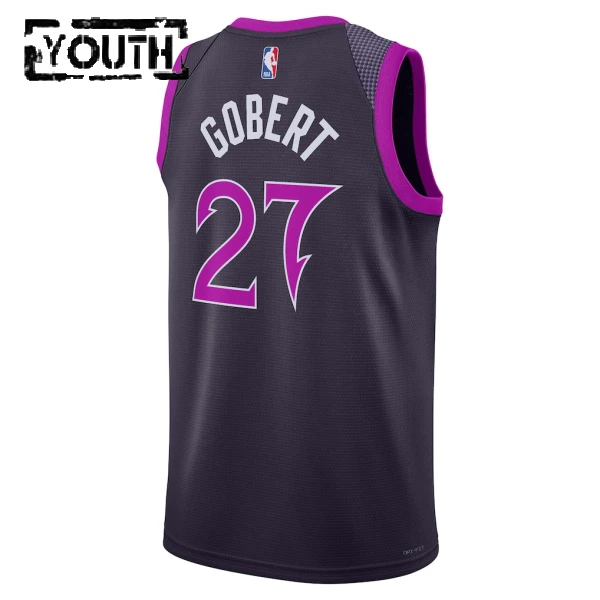 Camiseta Minnesota Timberwolves Rudy Gobert City Edition 2025-26 Negro Swingman para Niño