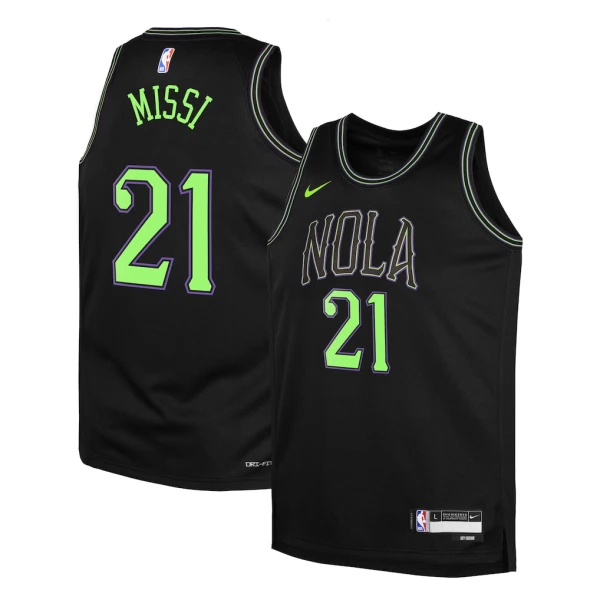 Camiseta New Orleans Pelicans Yves Missi City Edition 2025-26 Negro Swingman para Hombre