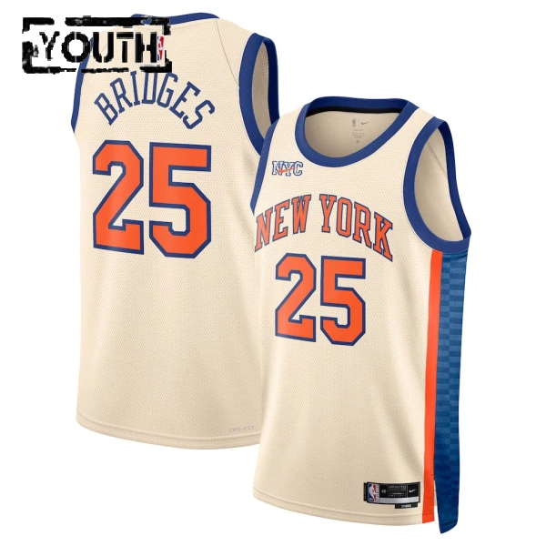 Camiseta New York Knicks Mikal Bridges City Edition 2025-26 Blanco Swingman para Niño Camiseta New York Knicks Mikal Bridges City Edition 2025-26 Blanco Swingman para Niño
