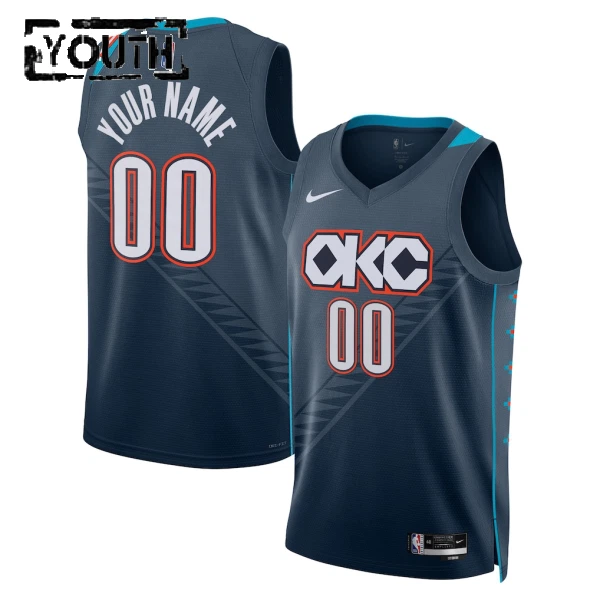 Camiseta Oklahoma City Thunder Personalizada City Edition 2025-26 Negro Swingman para Niño