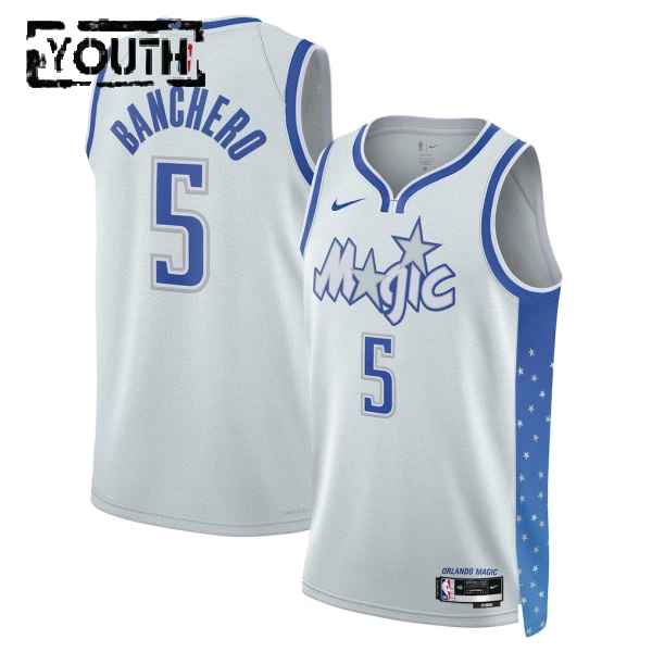 Camiseta Orlando Magic Paolo Banchero City Edition 2025-26 Blanco Swingman para Niño