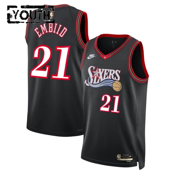 Camiseta Philadelphia 76ers Joel Embiid Classic Edition 2025-26 Negro Swingman para Niño