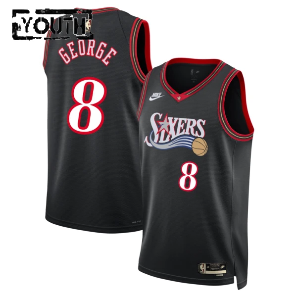 Camiseta Philadelphia 76ers Paul George Classic Edition 2025-26 Negro Swingman para Niño Camiseta Philadelphia 76ers Paul George Classic Edition 2025-26 Negro Swingman para Niño