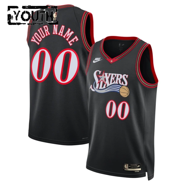 Camiseta Philadelphia 76ers Personalizada Classic Edition 2025-26 Negro Swingman para Niño
