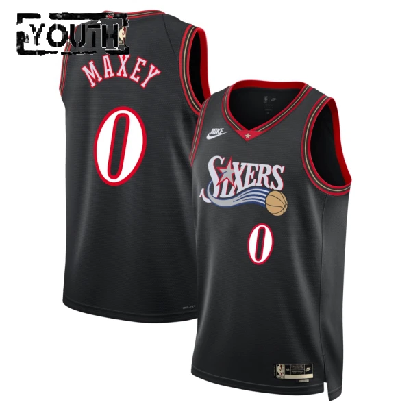 Camiseta Philadelphia 76ers Tyrese Maxey Classic Edition 2025-26 Negro Swingman para Niño