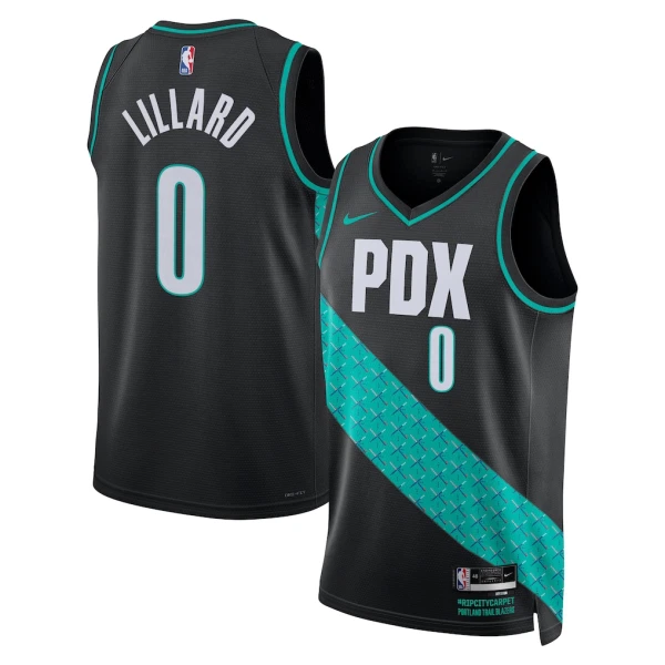 Camiseta Portland Trail Blazers Damian Lillard City Edition 2025-26 Negro Swingman para Hombre