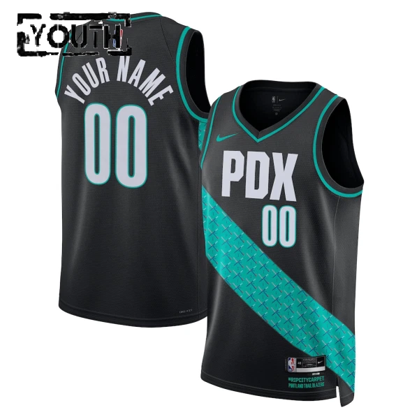 Camiseta Portland Trail Blazers Personalizada City Edition 2025-26 Negro Swingman para Niño