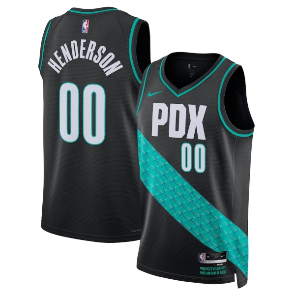 Camiseta Portland Trail Blazers Scoot Henderson City Edition 2025-26 Negro Swingman para Hombre