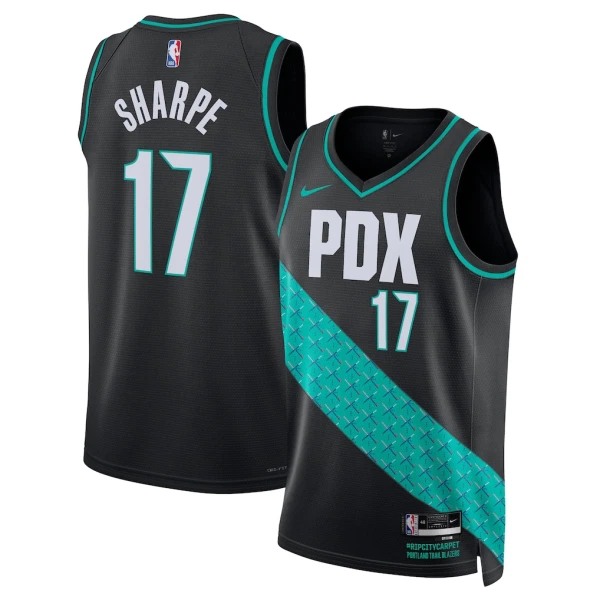 Camiseta Portland Trail Blazers Shaedon Sharpe City Edition 2025-26 Negro Swingman para Hombre