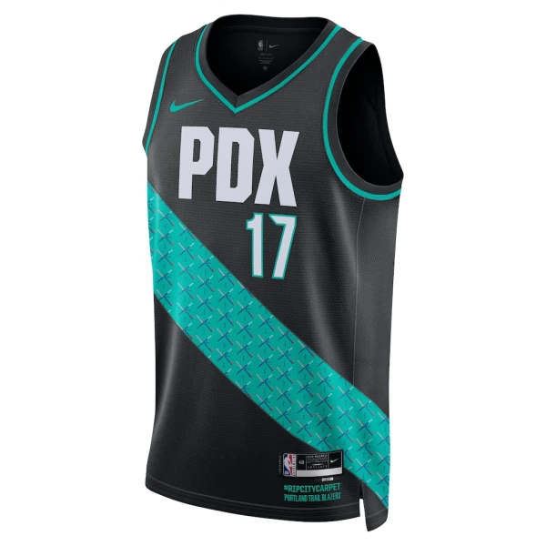 Camiseta Portland Trail Blazers Shaedon Sharpe City Edition 2025-26 Negro Swingman para Hombre