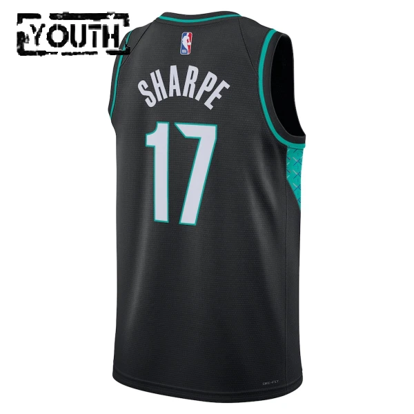 Camiseta Portland Trail Blazers Shaedon Sharpe City Edition 2025-26 Negro Swingman para Niño