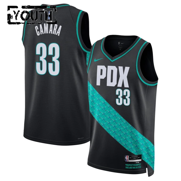Camiseta Portland Trail Blazers Toumani Camara City Edition 2025-26 Negro Swingman para Niño