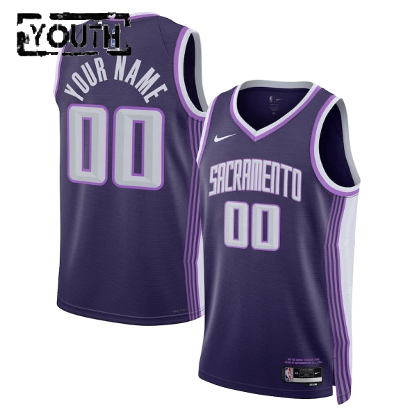 Camiseta Sacramento Kings Personalizada City Edition 2025-26 Púrpura Swingman para Niño Camiseta Sacramento Kings Personalizada City Edition 2025-26 Púrpura Swingman para Niño