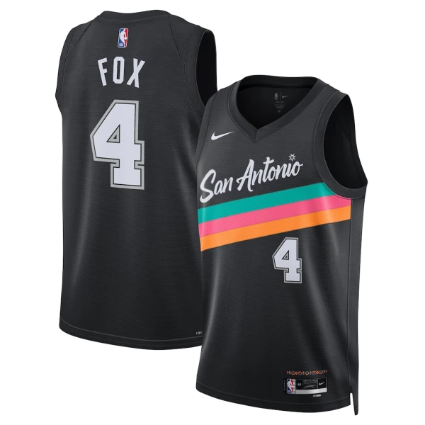 Camiseta San Antonio Spurs De Aaron Fox City Edition 2025-26 Negro Swingman para Hombre