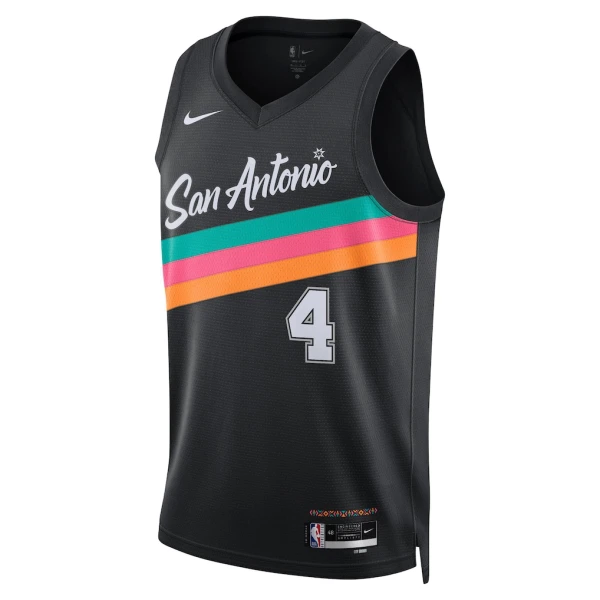 Camiseta San Antonio Spurs De Aaron Fox City Edition 2025-26 Negro Swingman para Hombre