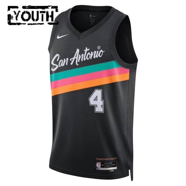 Camiseta San Antonio Spurs De Aaron Fox City Edition 2025-26 Negro Swingman para Niño