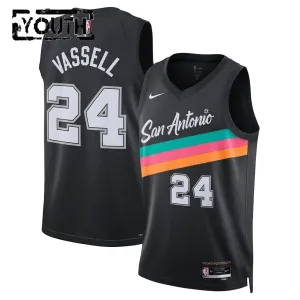 Camiseta San Antonio Spurs Devin Vassell City Edition 2025-26 Negro Swingman para Niño Camiseta San Antonio Spurs Devin Vassell City Edition 2025-26 Negro Swingman para Niño